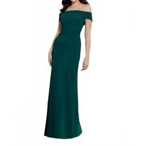 NEW MGNY draped bodice off the shoulder dress in emerald